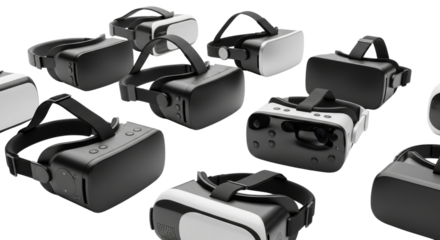 Collection of virtual reality headsets showcasing technology evolution design