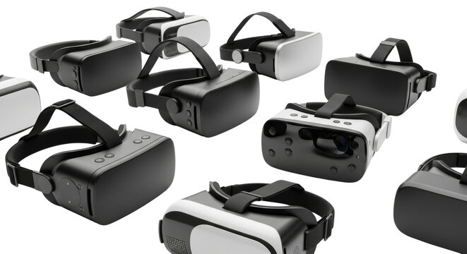 Collection of virtual reality headsets showcasing technology evolution design