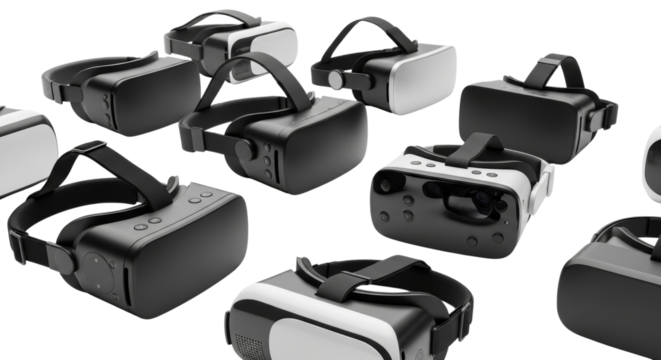 Collection of virtual reality headsets showcasing technology evolution design