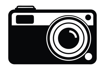 compact digital camera black and white silhouette 