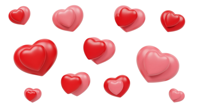Floating Hearts: A Valentine's Day themed 3D Render for romantic designs