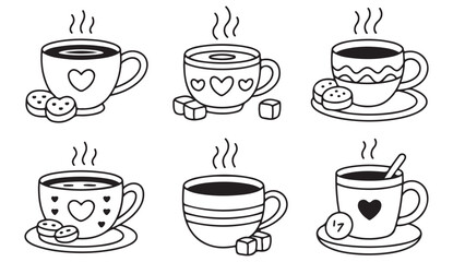 Fototapeta premium Minimal coffee and tea vector icons — perfect for cafes, menus, branding, and drink-themed artwork