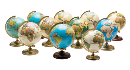 Collection of Decorative World Globes in Varied Styles and Colors