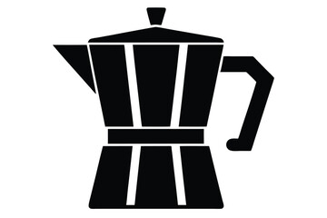 coffee maker black and white silhouette line art on white background