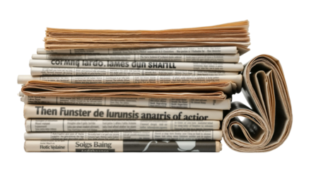 Stack of old newspapers: press freedom, historical journalism concept