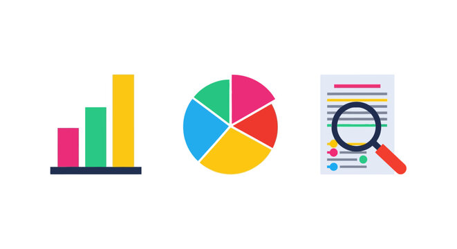 Colorful infographic elements for data analysis and reports