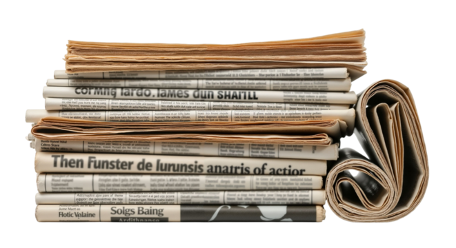 Stack of old newspapers: press freedom, historical journalism concept