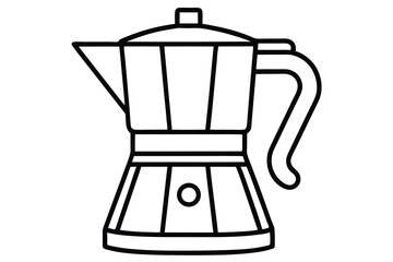 coffee maker black and white silhouette line art on white background