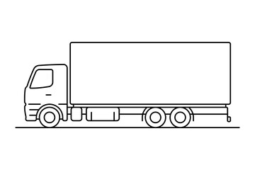 Truck icon. Black outline linear silhouette. Editable strokes. Side view. Vector simple flat graphic illustration. Isolated object on a white background.