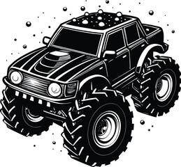 Monster truck angled view with bubbles Keywords: monster truck, vehicle, off road, extreme, large © Ghum