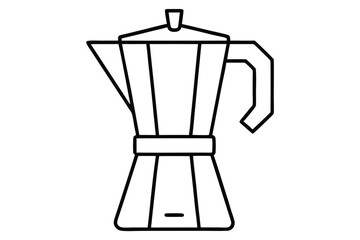coffee maker black and white silhouette line art on white background
