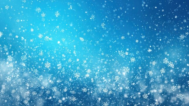 christmas blue background with snow snowflakes falling winter scene festive backdrop holiday theme - Powered by Adobe