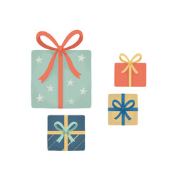 Christmas Gift Boxes with Red Ribbons Illustration