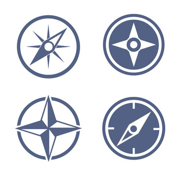 Set of  compasses vector in dark and white color on isolated white background. Vector illustration on white background. Icon and symbol.