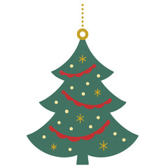 Vintage Christmas Tree with Red and Gold Decorations