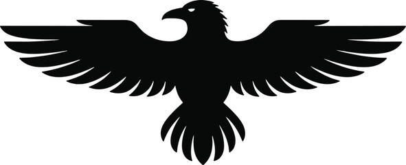 Obraz premium Black silhouette of a bird with outstretched wings and fanned tail vector