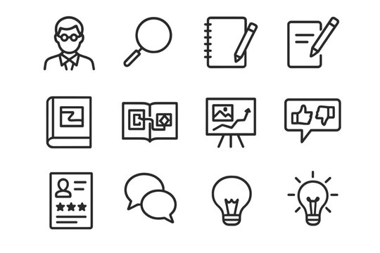 Modernism Icon Set. Modernism and its effect on contemporary art. Line outline icon set of Modernism and its