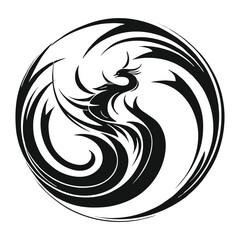 Tribal Dragon Head Circle Tattoo Design Vector