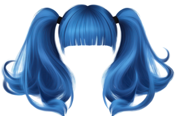 Bright blue wig with long, flowing styles perfect for costumes, cosplay, and playful fashion events