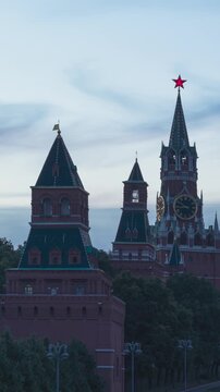 Sunset time lapse. Moscow Kremlin, Red Square, Moscow, Russia
