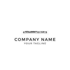 A minimalist line art logo featuring a flute with the text COMPANY NAME and YOUR TAGLINE below it.