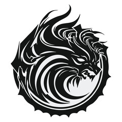 Tribal Dragon Head Circle Tattoo Design Vector