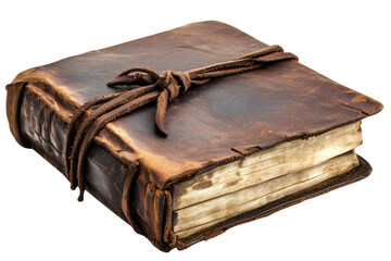 Vintage brown leather bound journal with rustic design and aged appearance showcasing craftsmanship in a cozy setting
