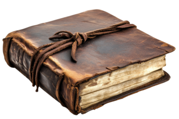 Vintage brown leather bound journal with rustic design and aged appearance showcasing craftsmanship in a cozy setting