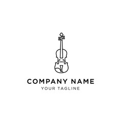 Minimalist line art logo featuring a violin, with placeholder text for a company name and tagline.