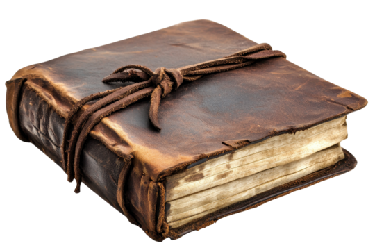 Vintage brown leather bound journal with rustic design and aged appearance showcasing craftsmanship in a cozy setting