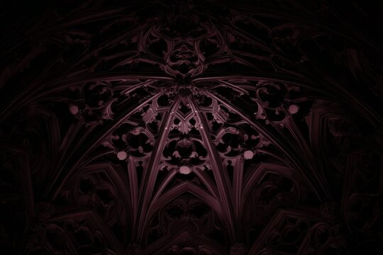 Gothic architectural elements featuring intricate patterns and dark textures in a dramatic composition