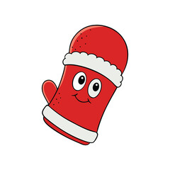 Christmas mitten cartoon-style vector art 
