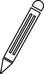 Black pen, pencil, writing instrument, and stationery icon minimalist office tool and education symbol in line style, isolated vector for design and print