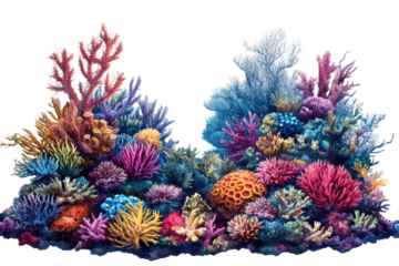 Vibrant coral reef showcases diverse marine life in a stunning underwater landscape filled with colorful corals and unique sea creatures