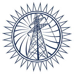 Electric power line tower with sun