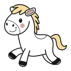 Cartoon horse character running with a cheerful expression  