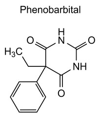 Phenobarbital, chemical structure of phenobarbital, drug substance