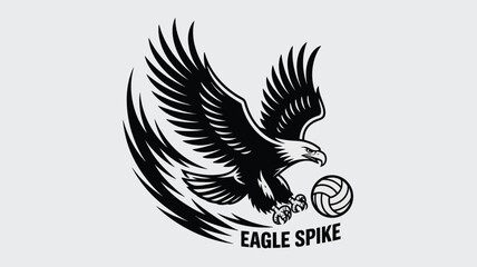 Obraz premium Powerful eagle soaring with volleyball, symbolizing athletic prowess and dynamic team spirit for sports branding