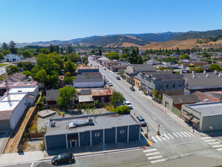 Historic commercial buildings on Third Street in historic town center of San Juan Bautista, San...