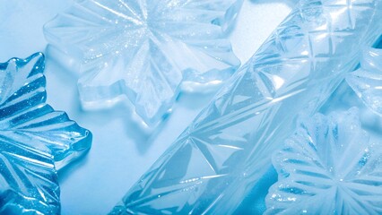 Ice Snowflake Texture Background 8K Seamless Blue Crystals