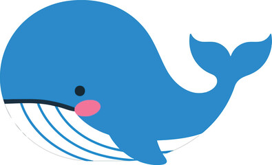 Cute blue whale cartoon illustration