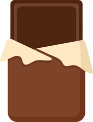 Dark chocolate bar unwrapped sweet treat icon