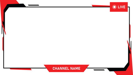 A red and black streaming overlay with a channel name banner