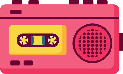 Retro cassette player pink portable audio device