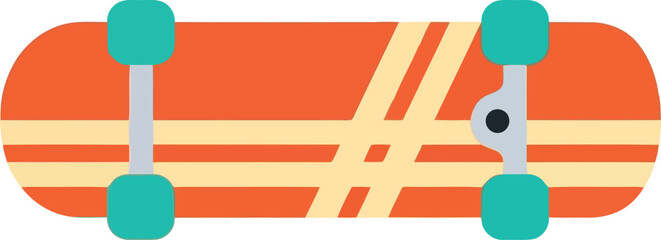 Retro skateboard orange stripes flat design