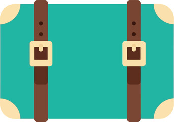 Vintage teal suitcase with leather straps