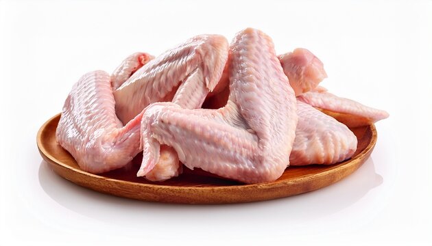 high quality image of fresh raw chicken wings on a white background perfect for culinary and cooking themes