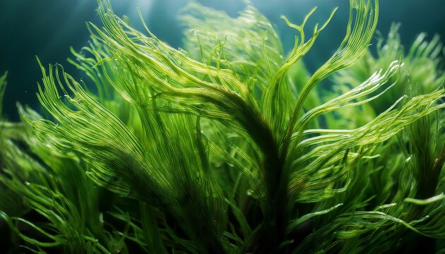 algae spirulina seaweed plant underwater shot closeup background
