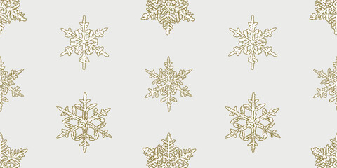 Snowflakes decorative drawn, seamless pattern, christmas paper, vector background, wallpaper, fabric, wrapper