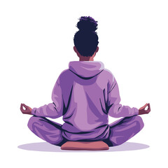 Woman Meditating in Purple Hoodie – Peace and Mindfulness